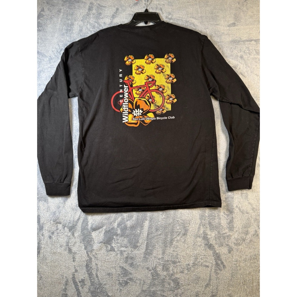 San Luis Obispo Bicycle Club Wildflower Century Shirt Mens XL Black LS 3337–2